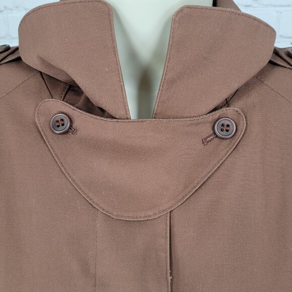 London Fog Brown Belted Faux Fur Removable Liner Buttoned Maincoat Over Coat 16R - Picture 9 of 16